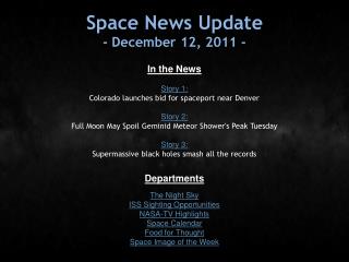 Space News Update - December 12, 2011 -