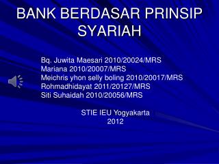 BANK BERDASAR PRINSIP SYARIAH