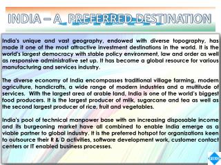 INDIA – A PREFERRED DESTINATION