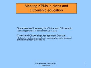 Statements of Learning for Civics and Citizenship