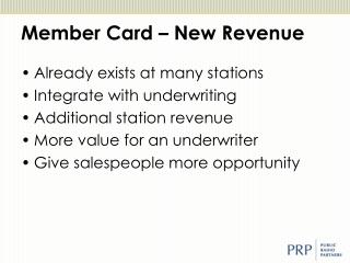 Member Card – New Revenue