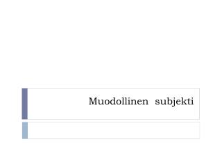 Muodollinen subjekti