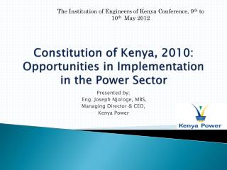 Constitution of Kenya, 2010: Opportunities in Implementation in the Power Sector