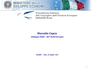 Marcello Capra Delegato MISE - SET PLAN Europeo GUSEE- Pisa, 15 luglio 014