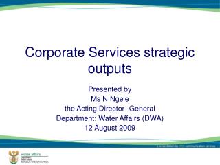 Corporate Services strategic outputs