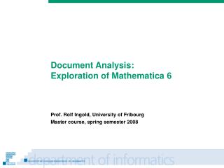 Document Analysis: Exploration of Mathematica 6