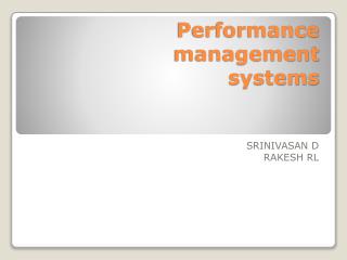 Performance management systems