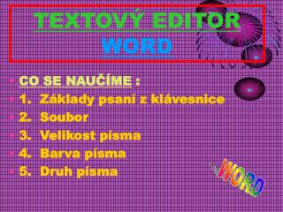 TEXTOVÝ EDITOR WORD