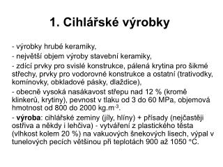 1. Cihlářské výrobky