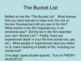 The Bucket List