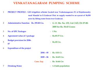 VENKATANAGARAM PUMPING SCHEME