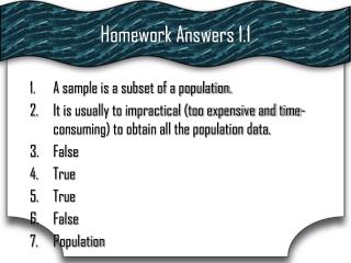 Homework Answers 1.1