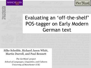 Evaluating an ‘off-the-shelf’ POS-tagger on Early Modern German text