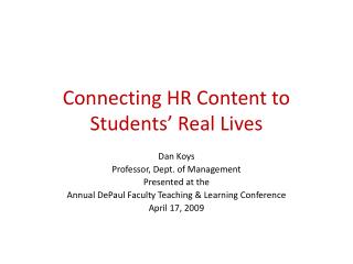 Connecting HR Content to Students’ Real Lives