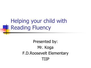 Helping your child with Reading Fluency