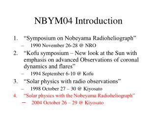 NBYM04 Introduction