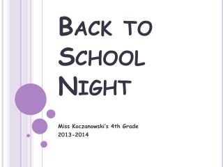 Back to School Night