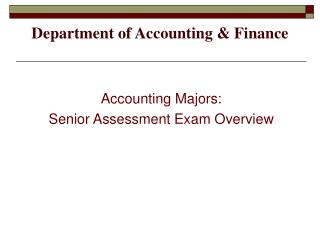 Department of Accounting &amp; Finance