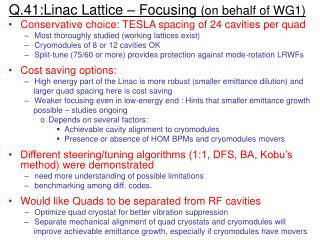 Q.41:Linac Lattice – Focusing (on behalf of WG1)