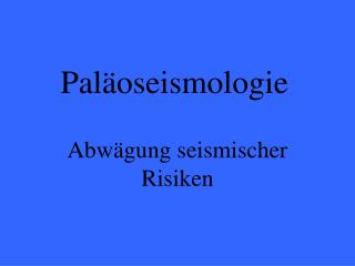 Paläoseismologie