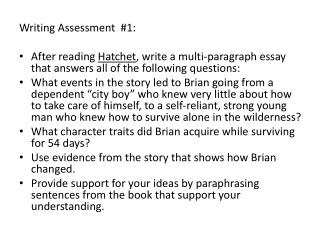 Writing Assessment #1: