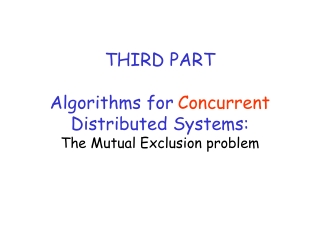 THIRD PART Algorithms for Concurrent Distributed Systems: The Mutual Exclusion problem