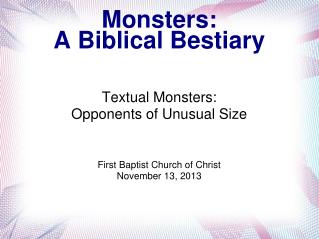 Monsters: A Biblical Bestiary