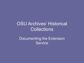 OSU Archives’ Historical Collections