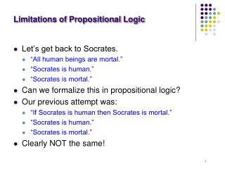 Limitations of Propositional Logic