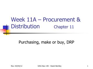 Week 11A – Procurement &amp; Distribution Chapter 11