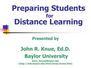 Preparing Students for Distance Learning