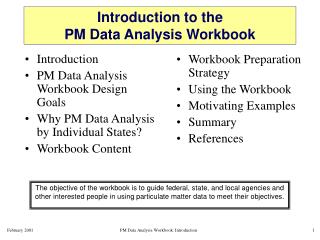 Introduction to the PM Data Analysis Workbook