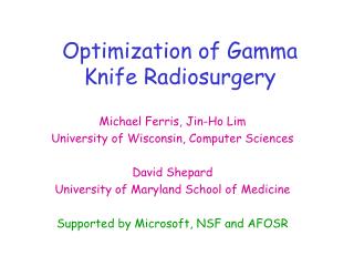 Optimization of Gamma Knife Radiosurgery