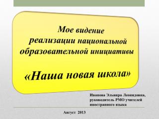 Мое видение реализации национальной образовательной инициативы «Наша новая школа»