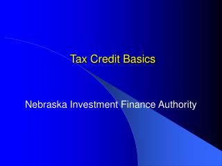 Tax Credit Basics