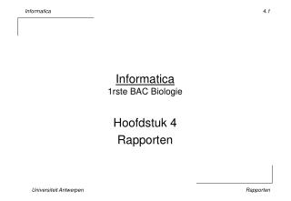 Informatica 1rste BAC Biologie