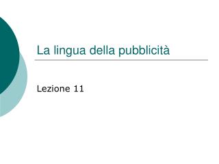 La lingua della pubblicità