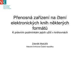 Zdeněk Matušík Národní knihovna České republiky