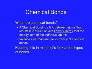 Chemical Bonds