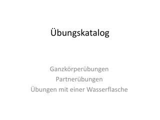 Übungskatalog