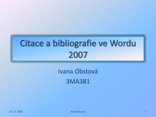 Citace a bibliografie ve Wordu 2007