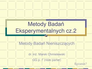 Metody Badań Eksperymentalnych cz.2