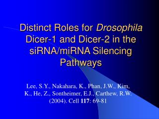 Distinct Roles for Drosophila Dicer-1 and Dicer-2 in the siRNA/miRNA Silencing Pathways