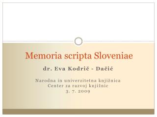 Memoria scripta Sloveniae