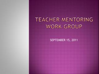 TEACHER MENTORING WORK GROUP