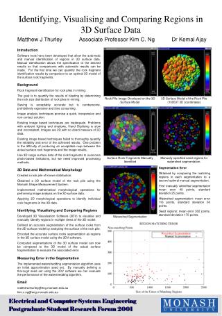 Identifying, Visualising and Comparing Regions in 3D Surface Data