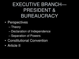 EXECUTIVE BRANCH—PRESIDENT &amp; BUREAUCRACY