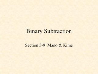 Binary Subtraction
