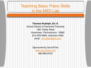 Teaching Basic Piano Skills in the MIDI Lab