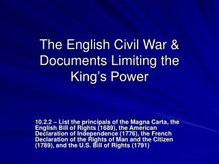 The English Civil War &amp; Documents Limiting the King’s Power